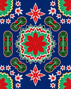 Vibrant Red Green Folk Art Medallion Rug