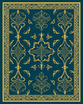 Gold Teal Victorian Scrollwork Rug