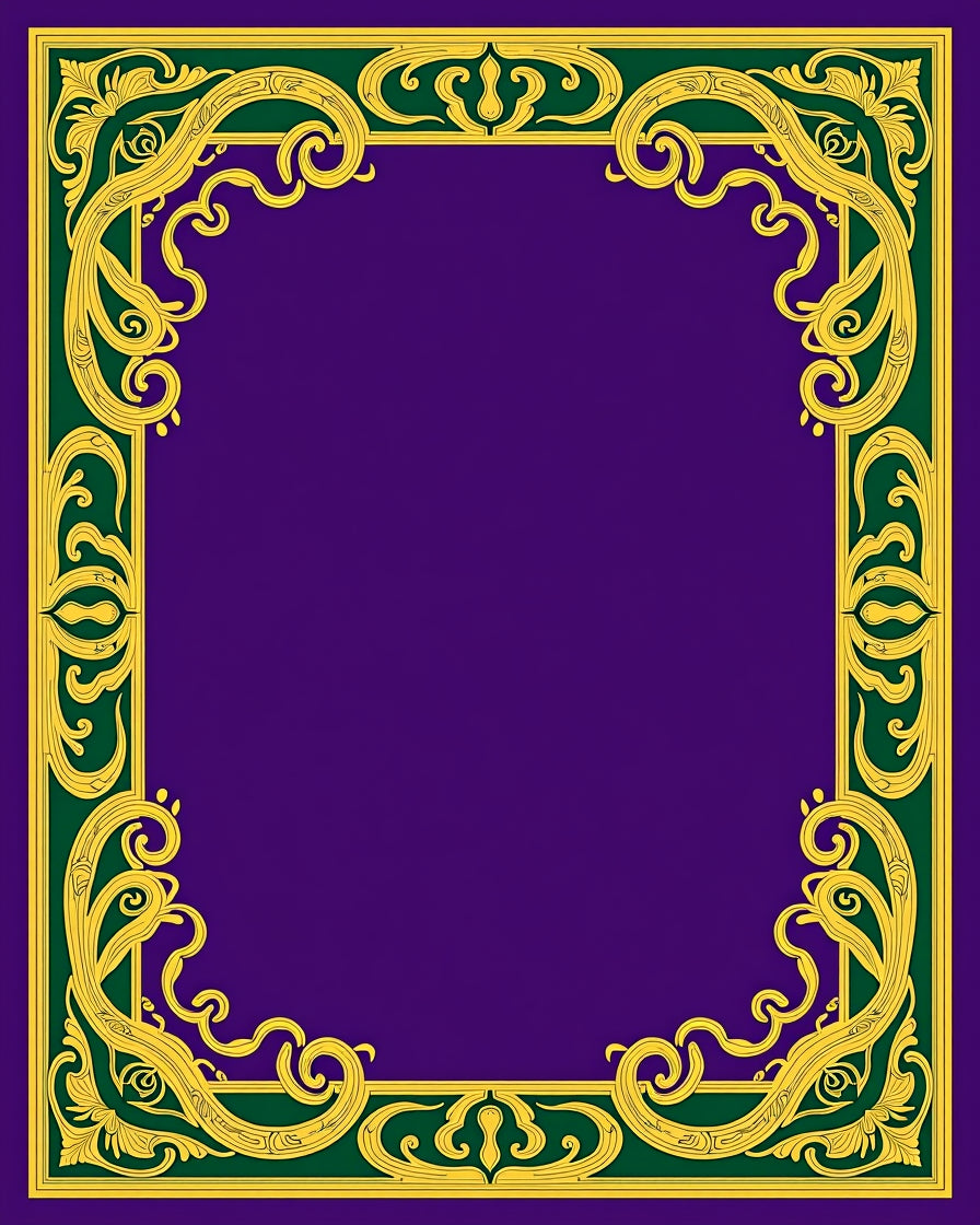 Regal Purple and Gold Ornate Border Rug