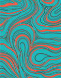 Coral Swirl Aqua Curving Lines Rug