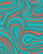 Coral Swirl Aqua Curving Lines Rug