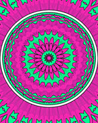 Vivid Pink Teal Mandala Sun Rug