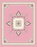 Soft Pink Ornate Medallion Square Rug