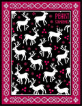 White Reindeer Berry Black Border Rug