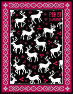 White Reindeer Berry Black Border Rug