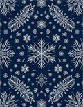 Navy White Snowflake Foliage Medallion Rug