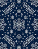Navy White Snowflake Foliage Medallion Rug