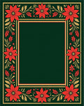 Crimson Poinsettia Border on Deep Green Rug