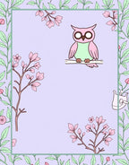 Whimsical Pink Owl Floral Border Rug
