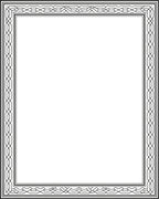 Black And White Interlocking Geometric Border Rug