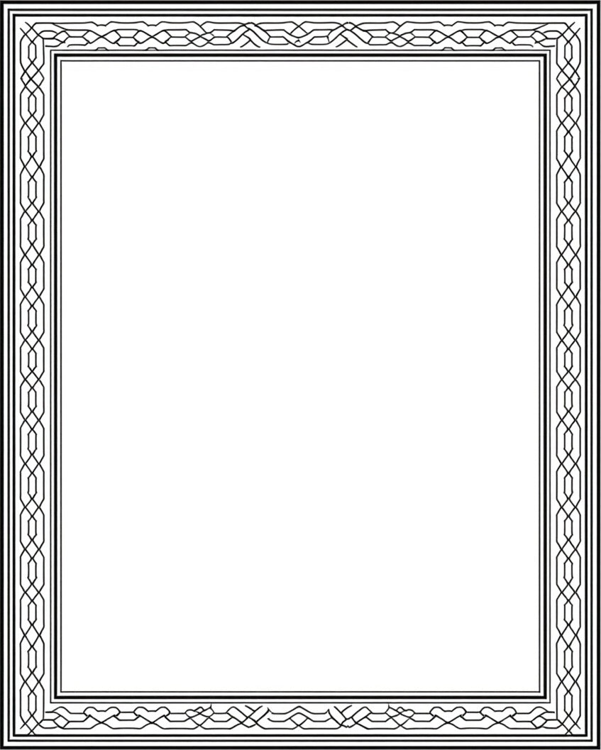 Black And White Interlocking Geometric Border Rug