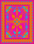 Vibrant Pink Orange Teal Floral Rug