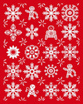 Red White Snowflakes Gingerbread Men Festive Rug