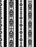 Black White Ornate Stripe Rug