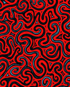 Crimson Swirls With Blue Accents Rug