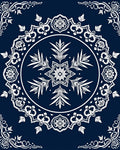Navy Blue White Mandala Star Rug