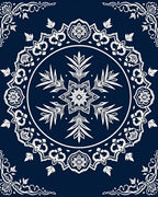 Navy Blue White Mandala Star Rug