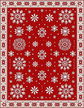 Holiday Red White Snowflake Arrangement Rug