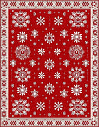 Holiday Red White Snowflake Arrangement Rug