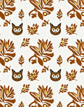 Whimsical Cat and Leaf Medallion Rug
