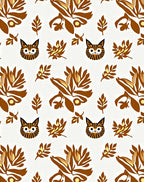 Whimsical Cat and Leaf Medallion Rug
