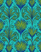 Turquoise Lush Blue Green Floral Swirl Rug