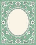 Sage Green Floral Border Medallion Rug