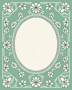 Sage Green Floral Border Medallion Rug