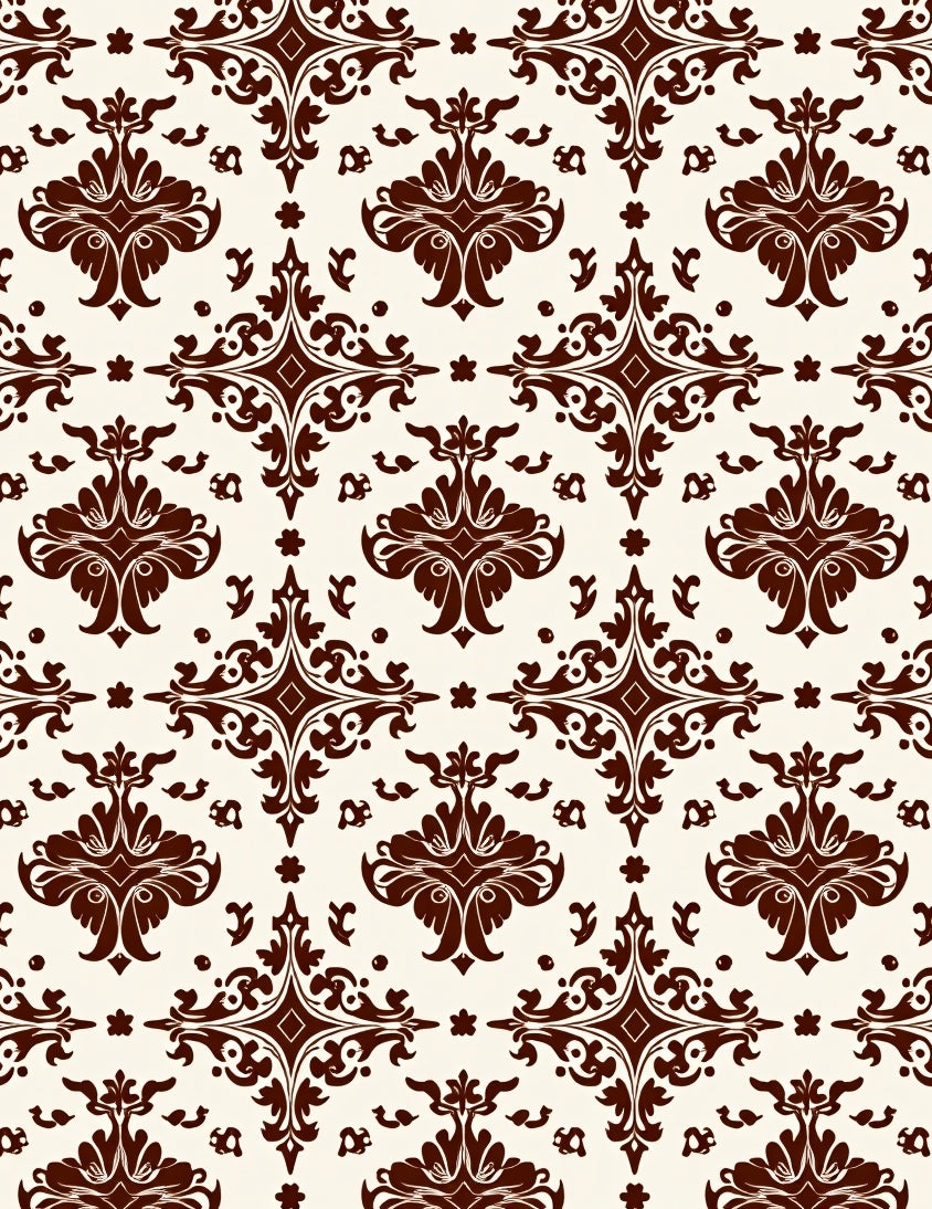 Antique Brown Floral Damask Rug