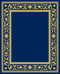 Regal Blue Golden Floral Border Rug