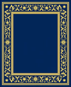 Regal Blue Golden Floral Border Rug