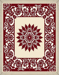Ornate Crimson Petal Frame Rug