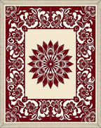 Ornate Crimson Petal Frame Rug