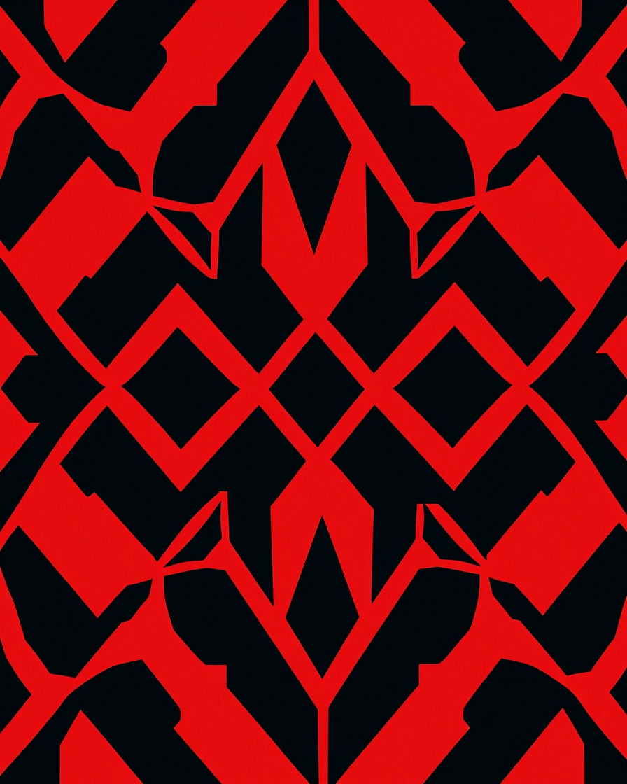 Bold Red Geometric Abstract Rug