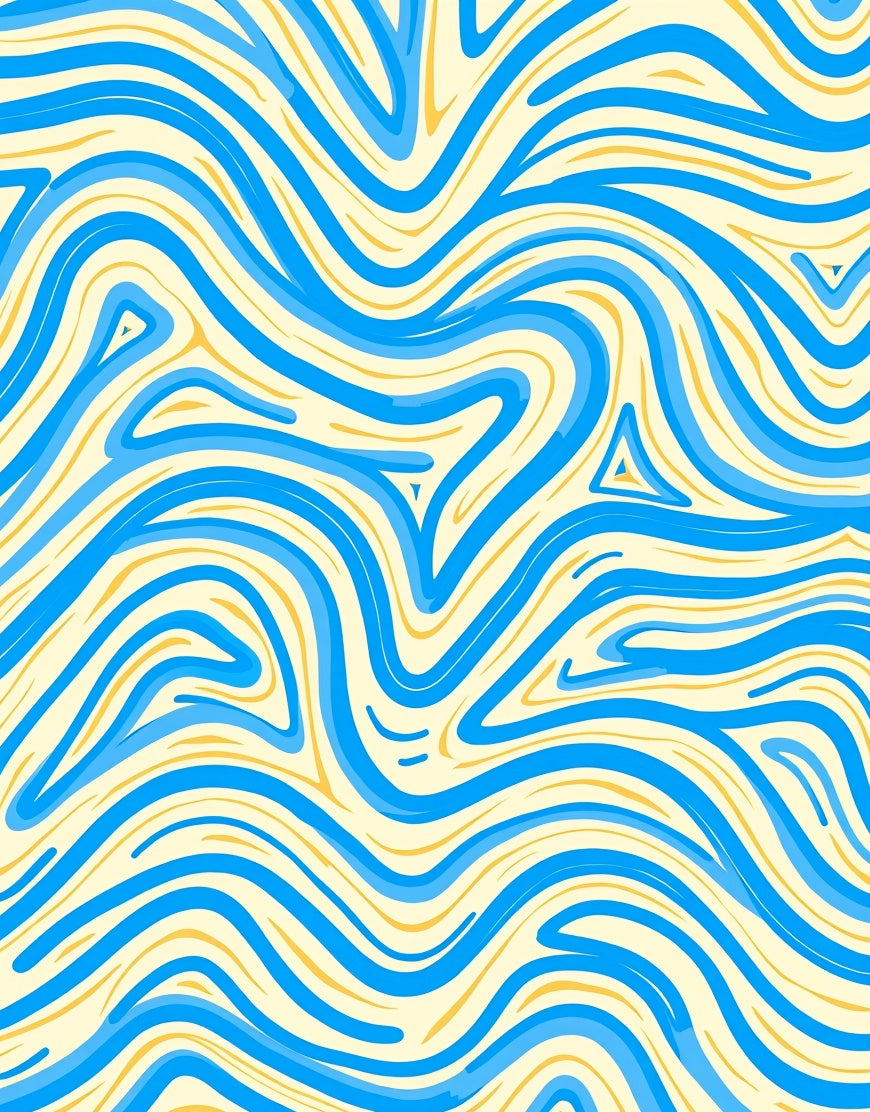 Flowing Blue Yellow Swirl Rug