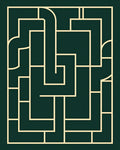 Modern Geometric Labyrinth Green Rug