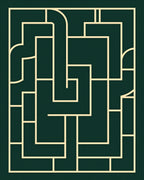Modern Geometric Labyrinth Green Rug