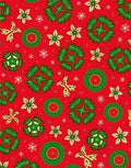 Red Green Floral Geometric Medallion Rug