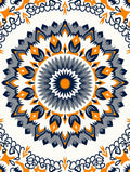 Orange Navy Gray Floral Medallion Rug