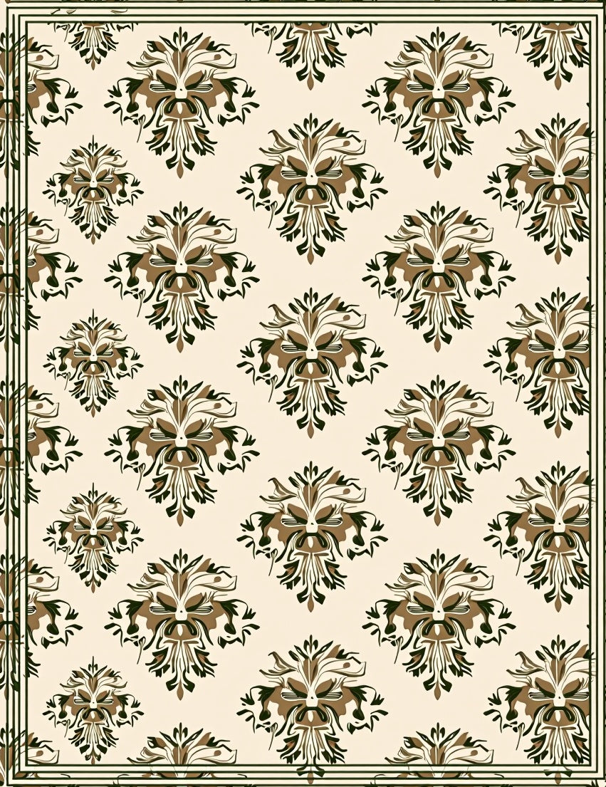 Vintage Brown Floral Damask Repeat Rug