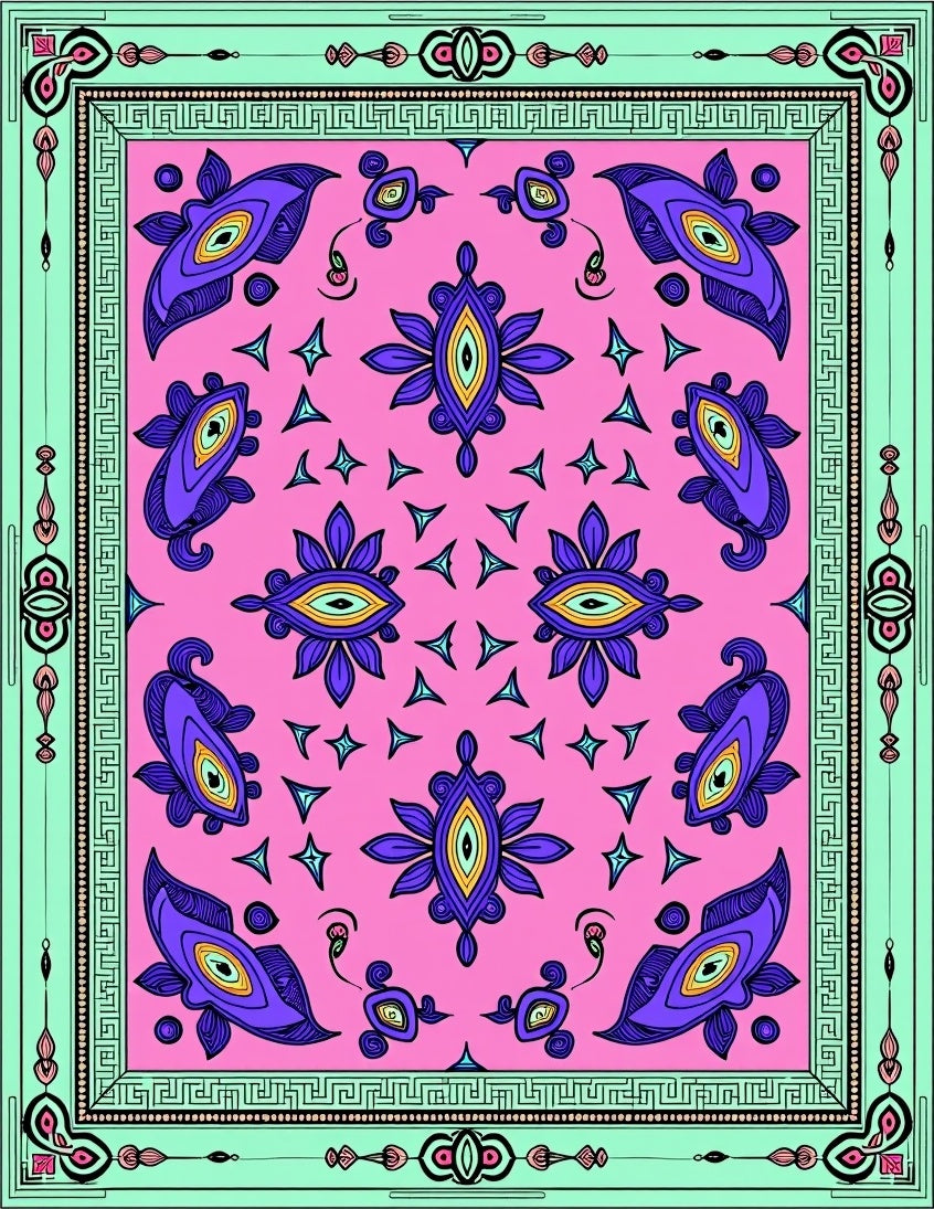Pink Purple Abstract Eye Floral Rug