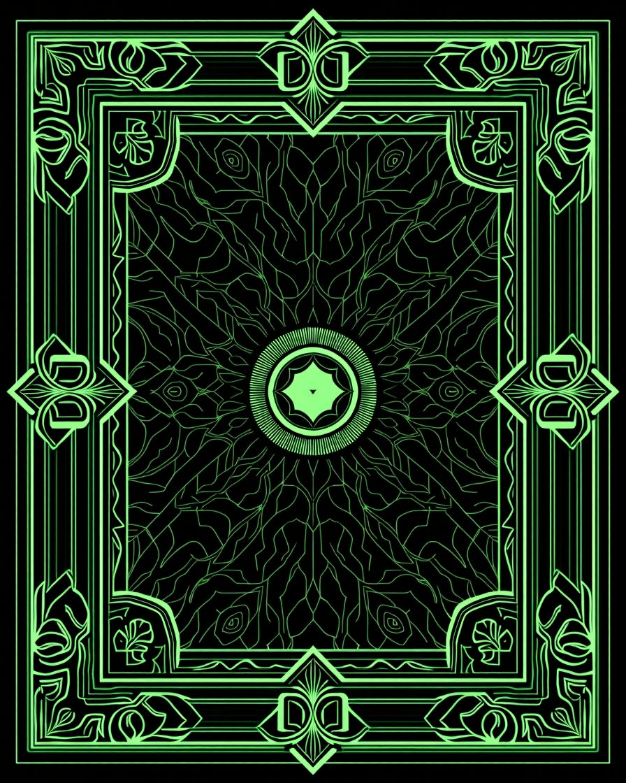 Vibrant Lime Green Geometric Mandalas Rug