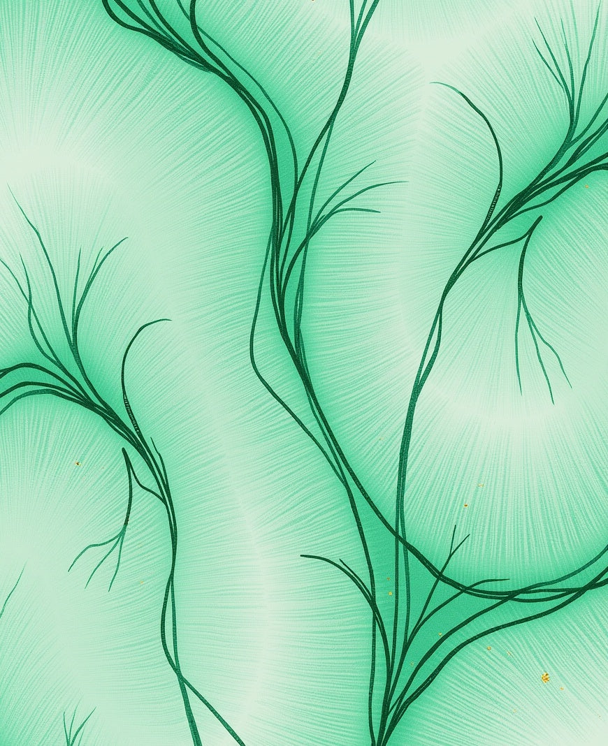 Emerald Green Vine Abstract Rays Rug