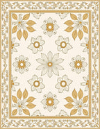Golden Floral Garden Border Rug