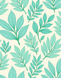 Teal Leafy Branches Cream Background Rug