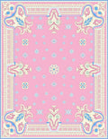 Pastel Pink Floral Scroll Medallion Rug