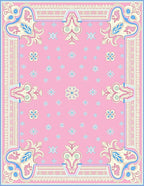 Pastel Pink Floral Scroll Medallion Rug