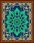Emerald Peacock Feather Mandala Rug