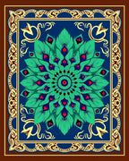 Emerald Peacock Feather Mandala Rug