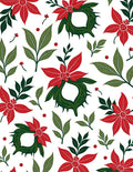 Red Green Poinsettia Leaf Wreath Rug